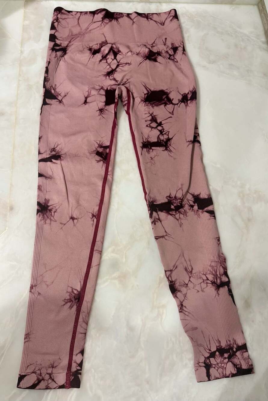 Seamless Tie Dye High Waist Scrunch Booty Leggings Size L Pink